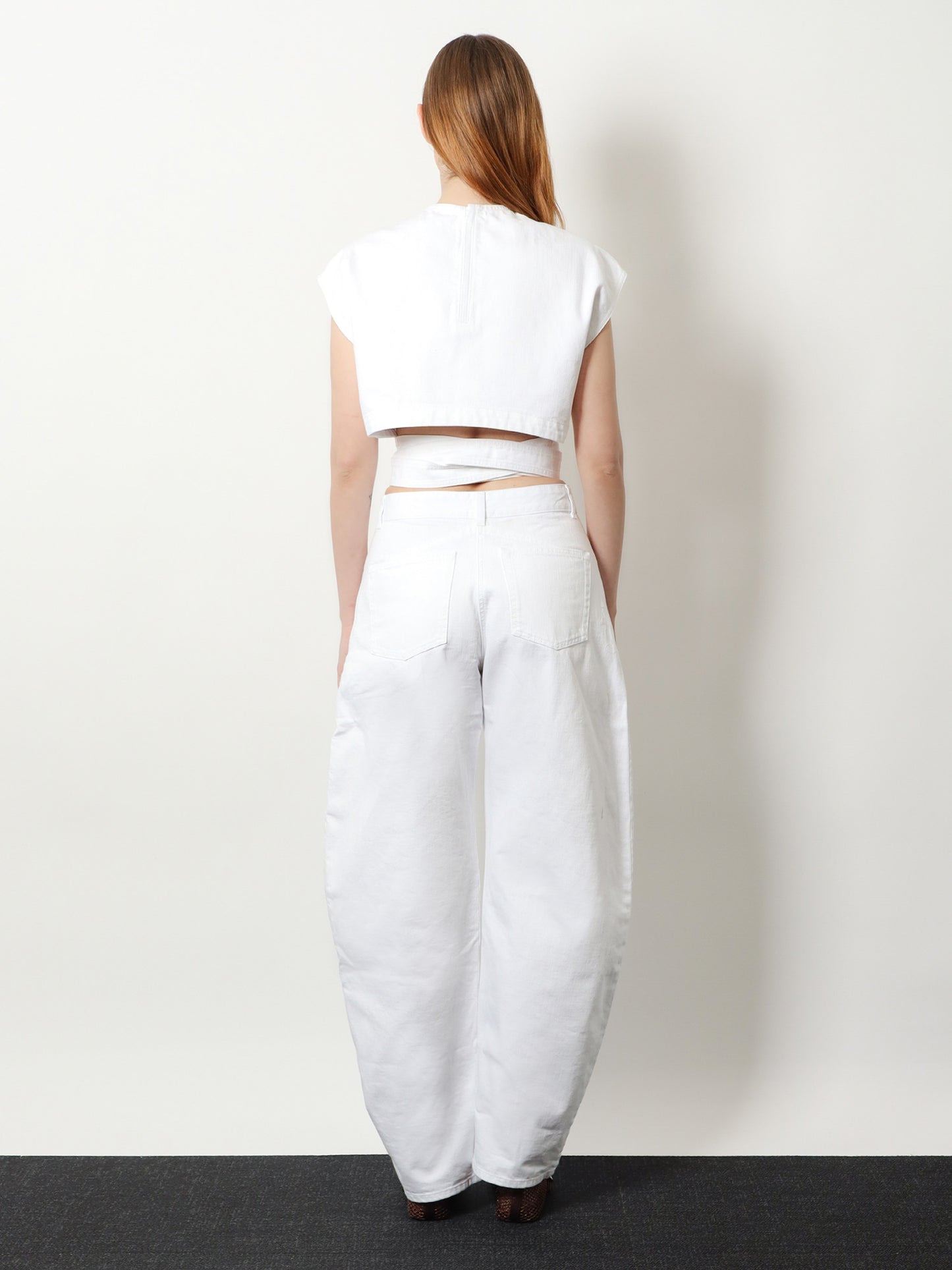 Cotton crop fit Belted top