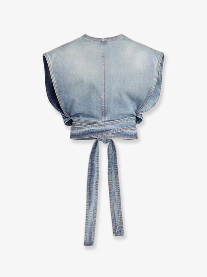 Belted denim top thumbnail
