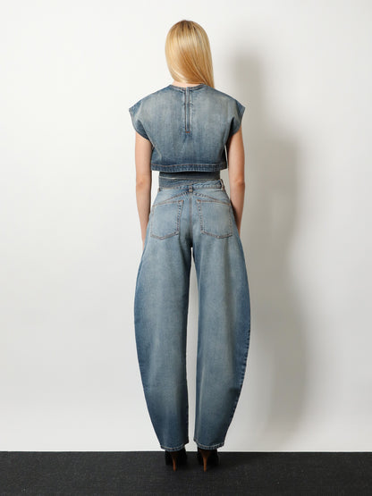 Belted denim top thumbnail
