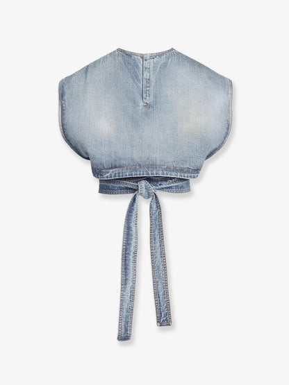 Belted denim top thumbnail