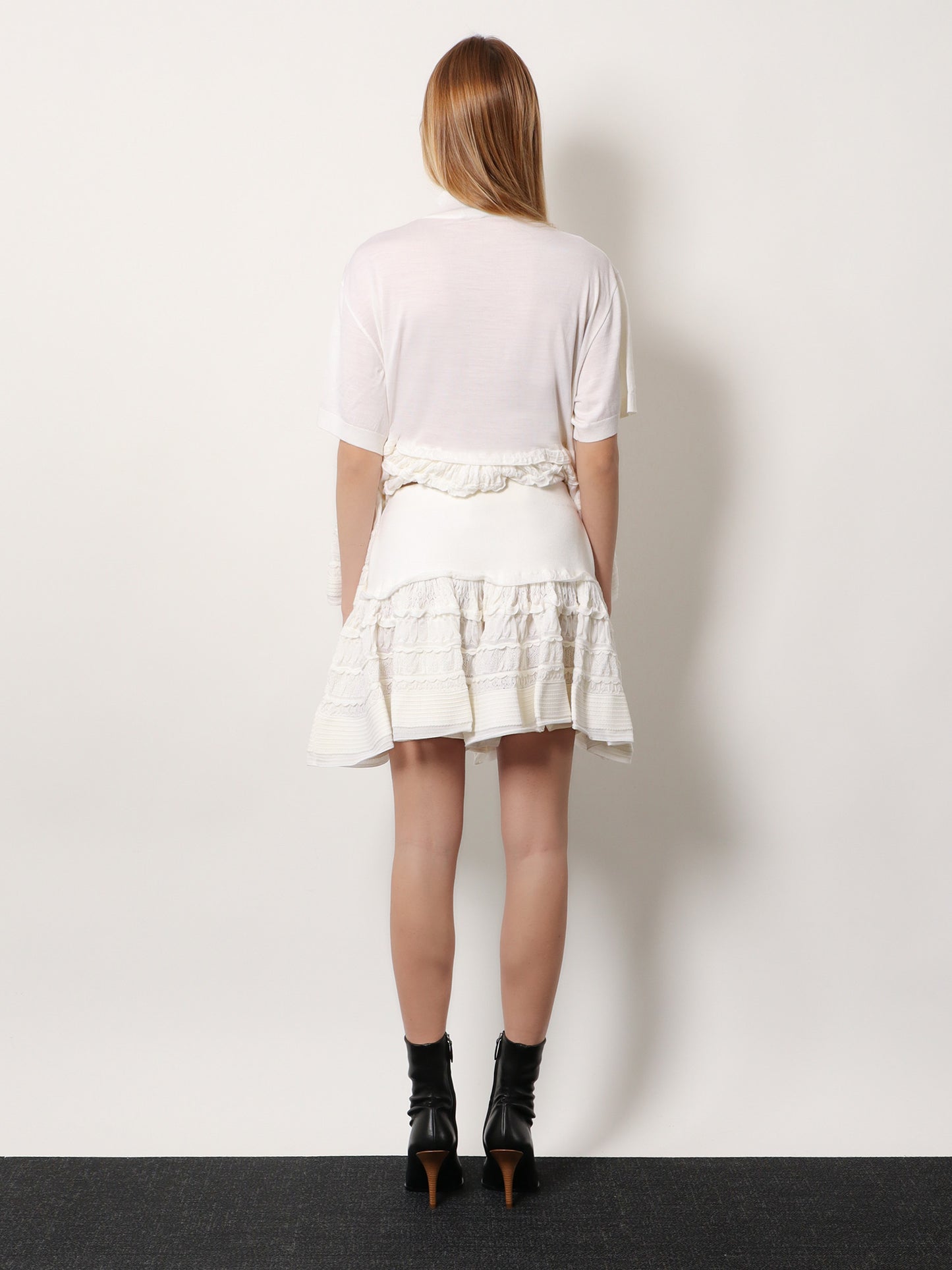 Ruffle virgin wool skirt