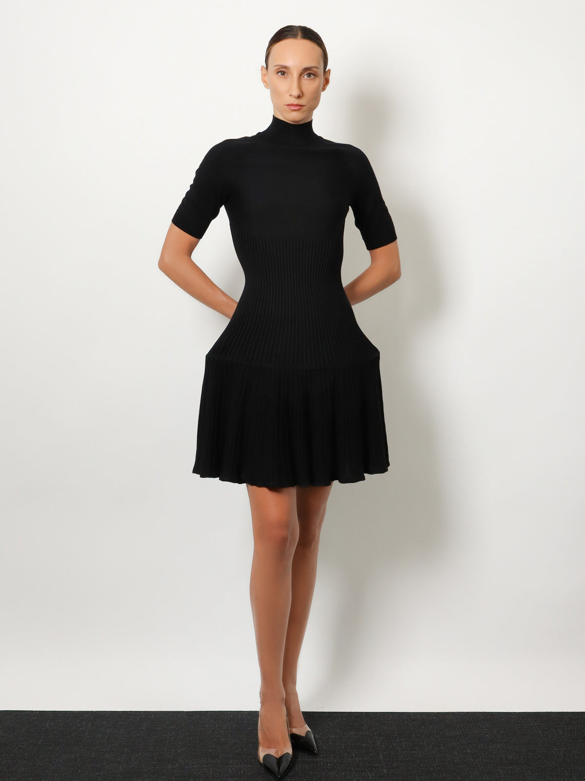 Crinoline wool blend short dress