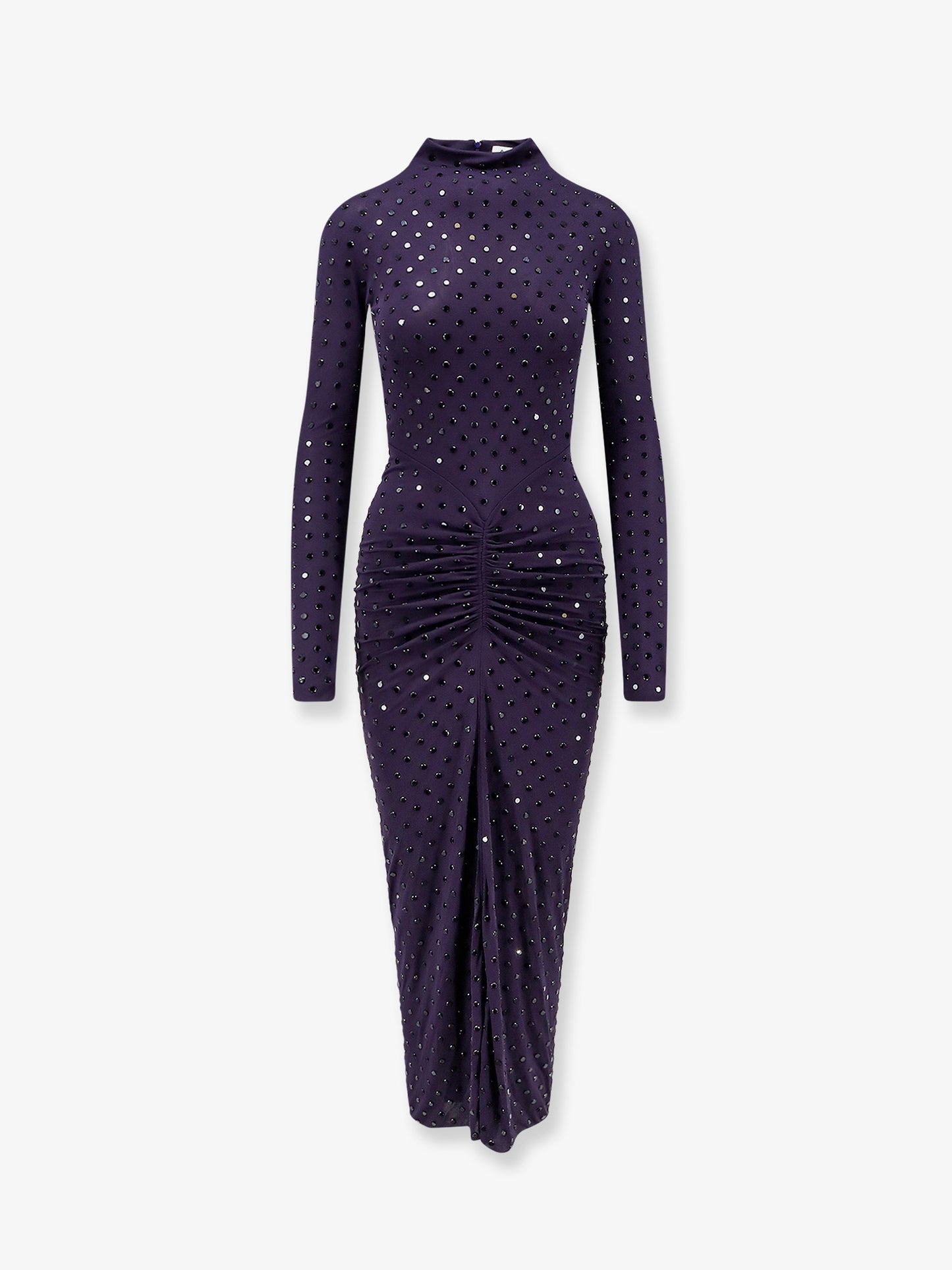 Long viscose dress with all-over rhinestones