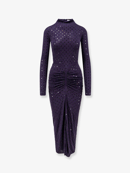 Long viscose dress with all-over rhinestones thumbnail