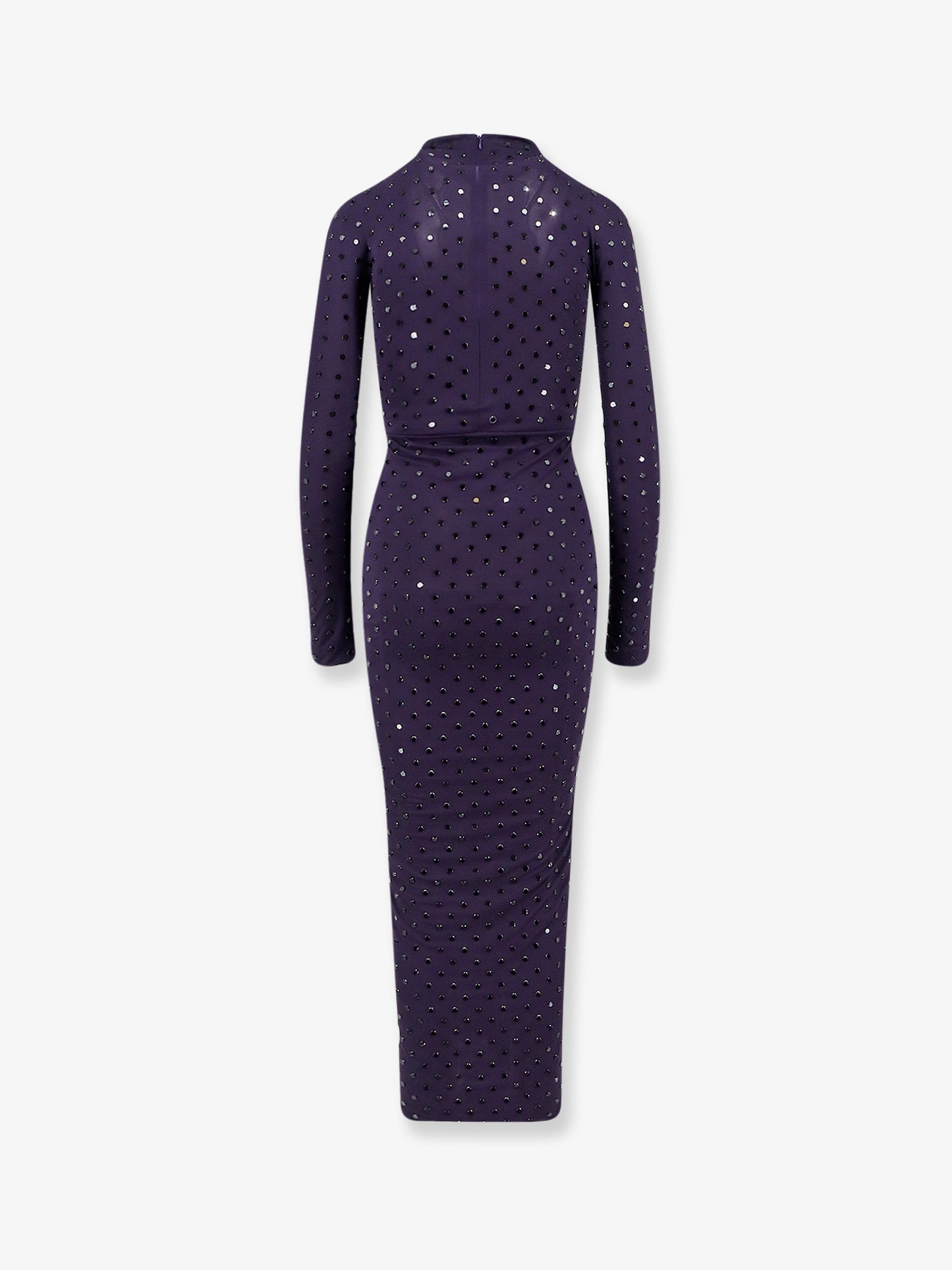 Long viscose dress with all-over rhinestones