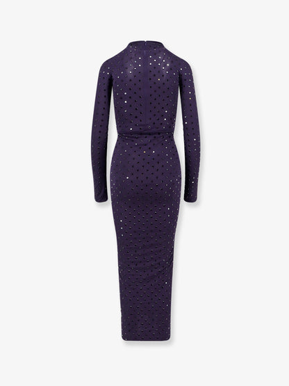 Long viscose dress with all-over rhinestones thumbnail