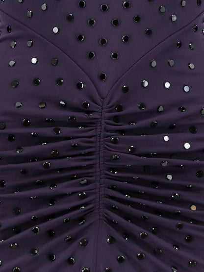 Long viscose dress with all-over rhinestones thumbnail