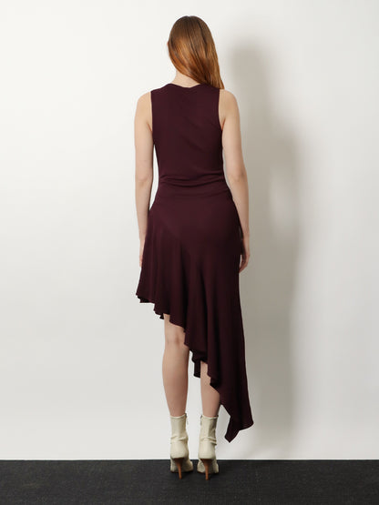 Long asymmetrical viscose dress thumbnail