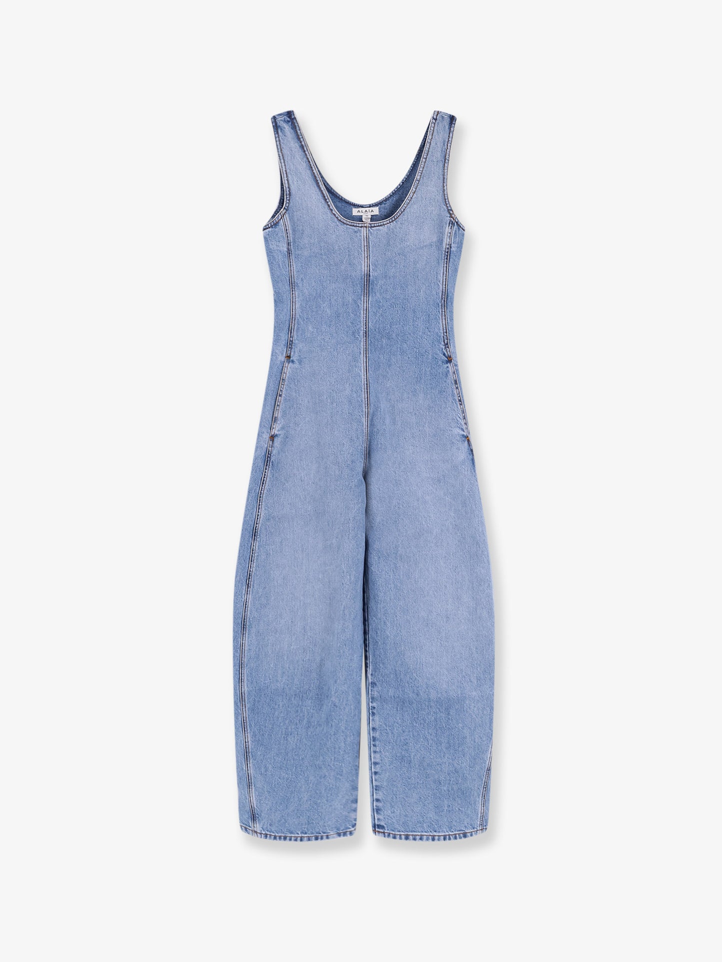 Round denim jumpsuit