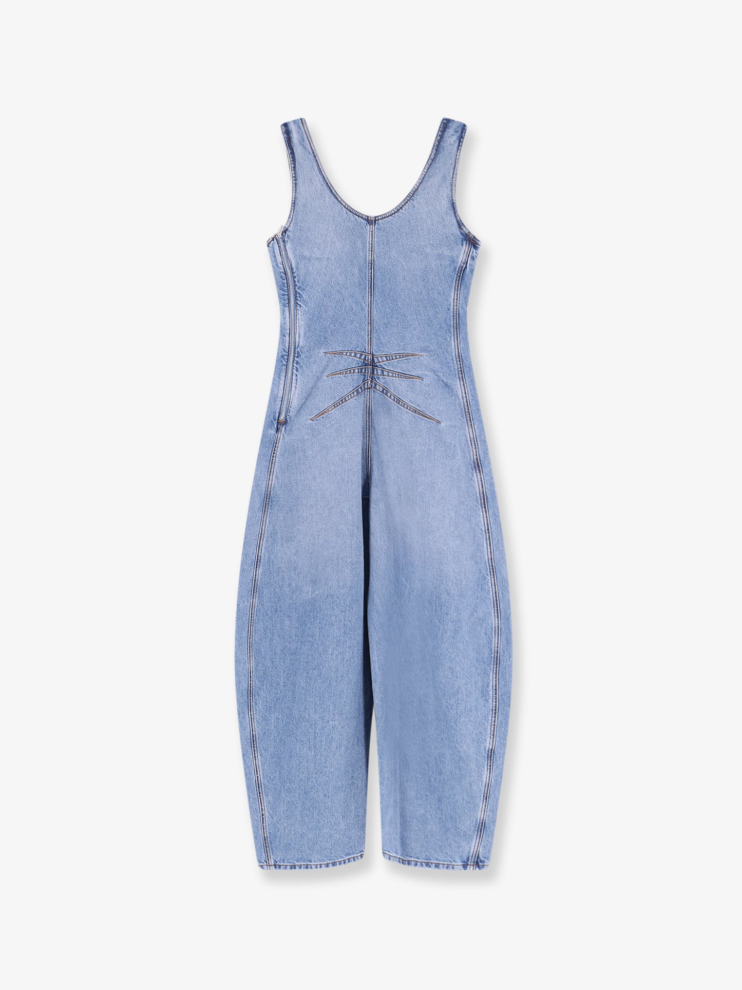 Round denim jumpsuit
