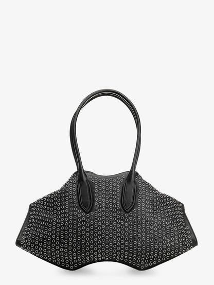 Borsa a spalla Manta in pelle con dettagli metallici all-over thumbnail