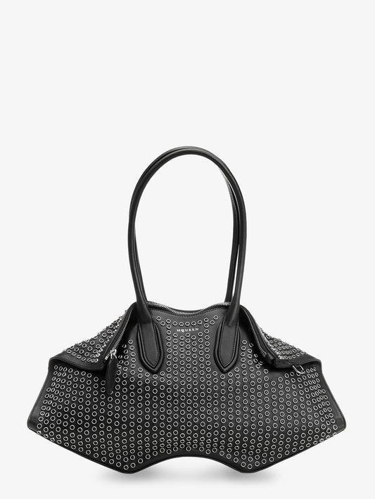 Manta leather shoulder bag with all-over metal details