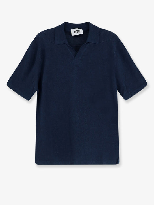 Linen and cotton blend polo shirt