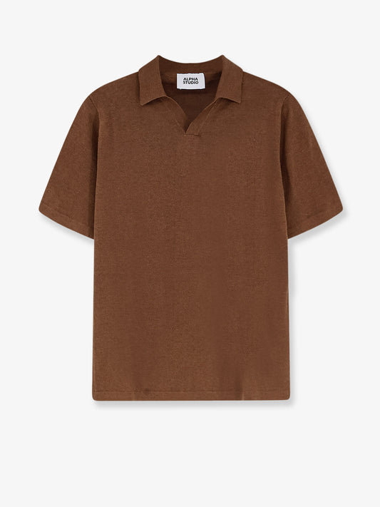 Linen and cotton blend polo shirt