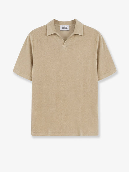 Linen and cotton blend polo shirt thumbnail