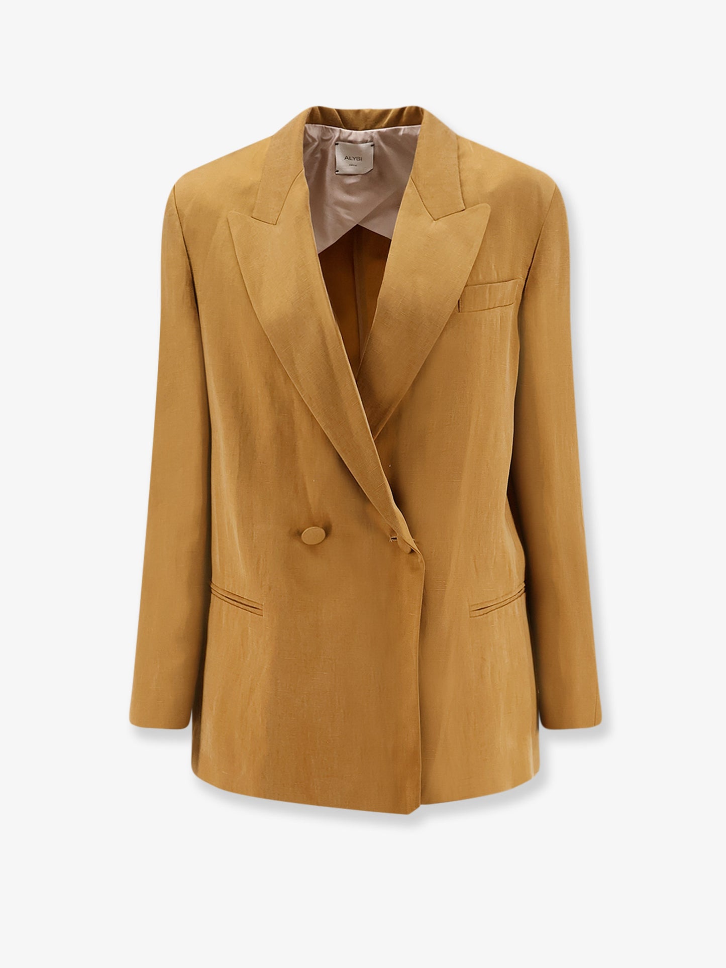Double-breasted lyocell and linen blazer
