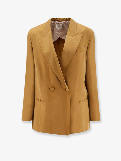 Double-breasted lyocell and linen blazer thumbnail