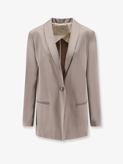 Single-breasted satin blazer thumbnail