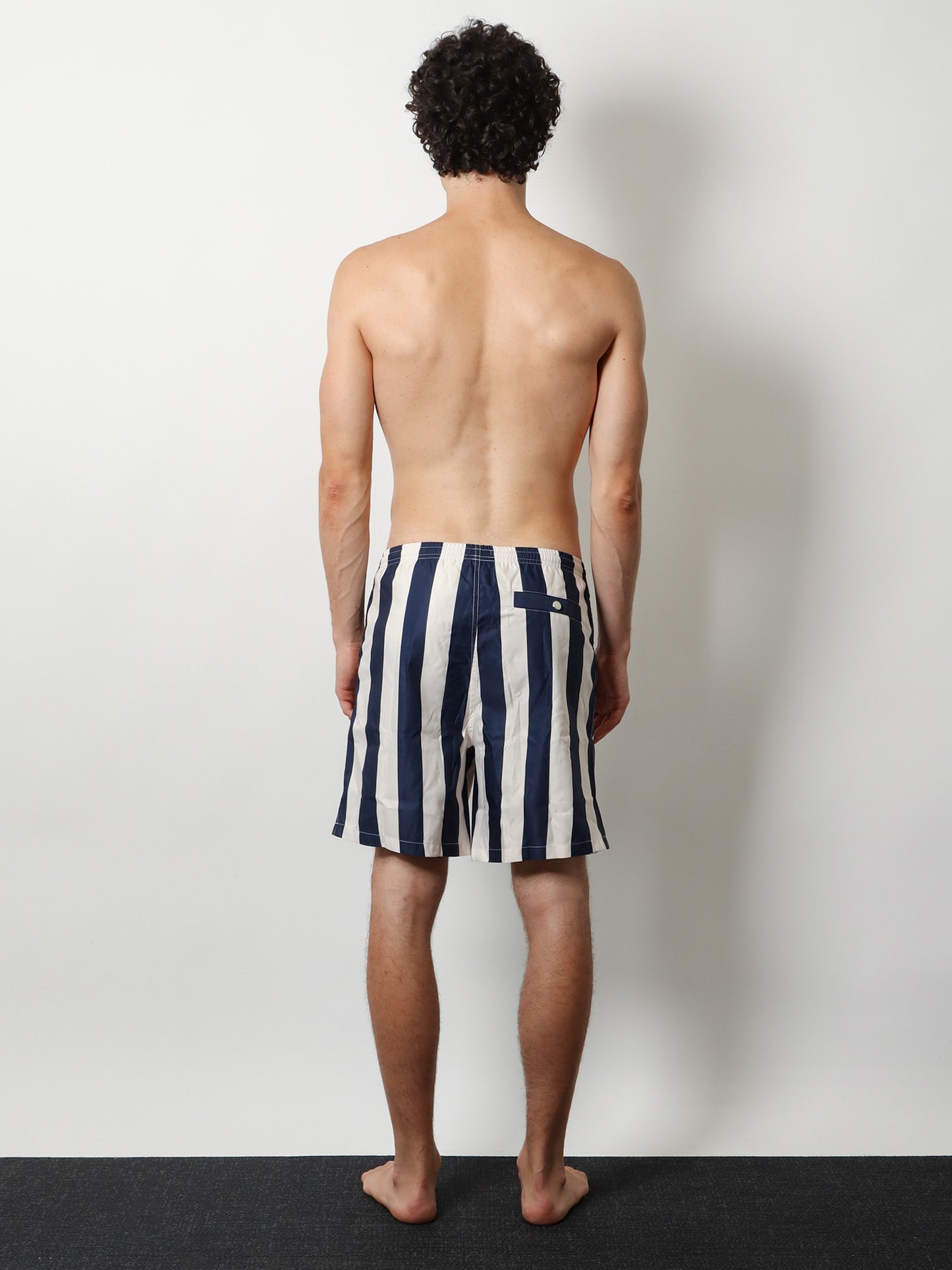 Nylon swim shorts with striped pattern