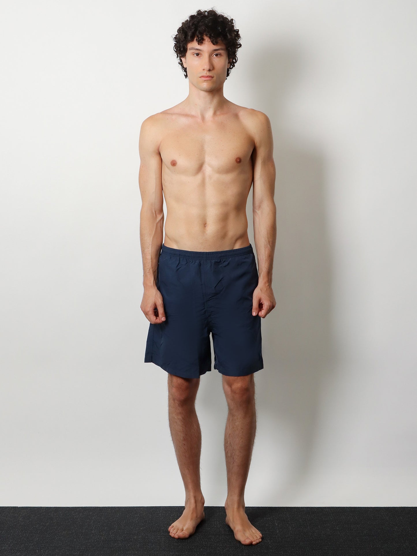 Nylon swimsuit with tone-on-tone logo patch
