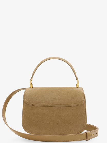 Suede crossbody bag with metal logo on the front thumbnail