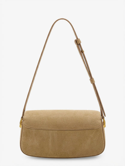 Suede shoulder bag with logo on the front thumbnail