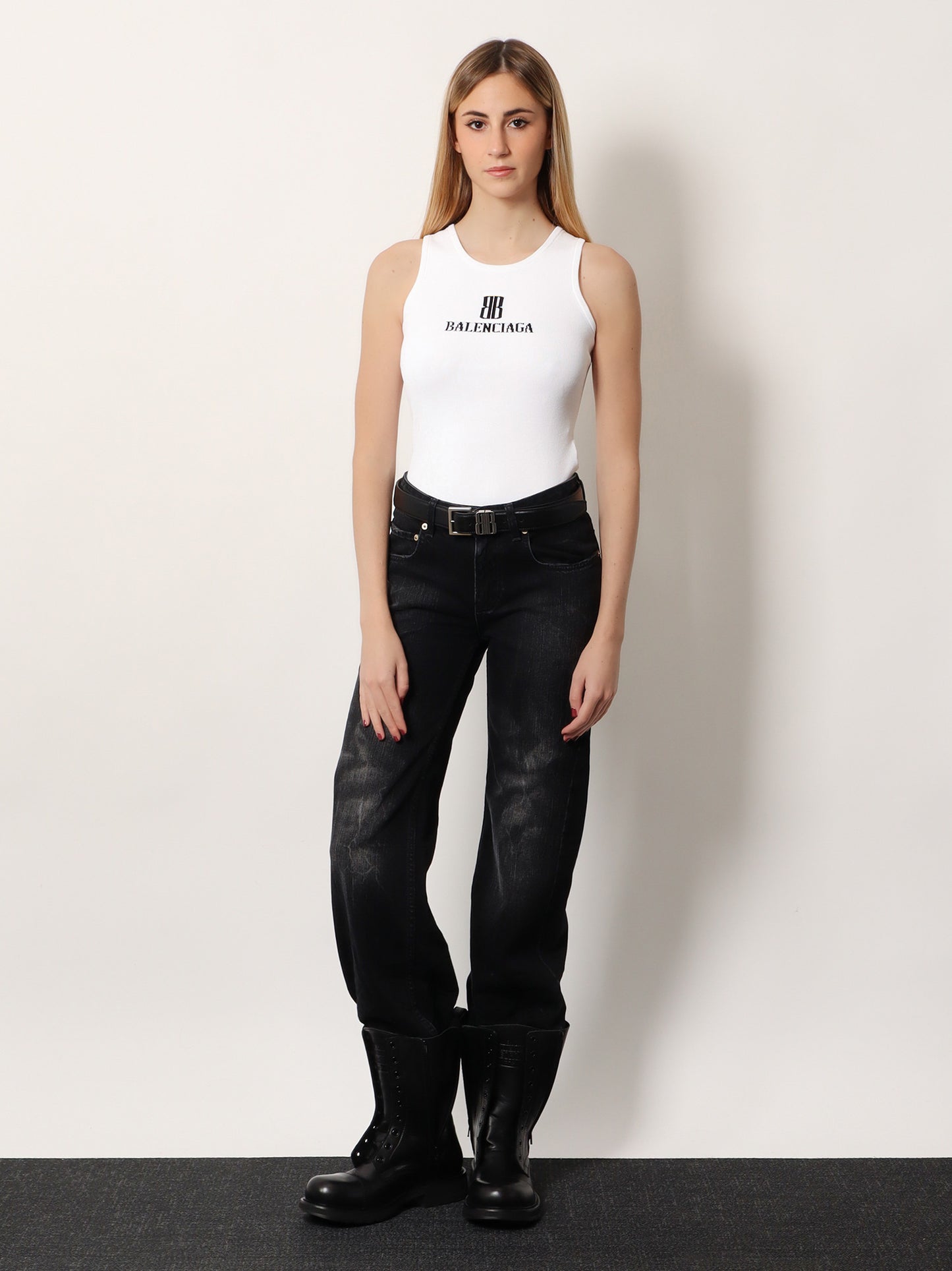 Ribbed viscose blend tank top