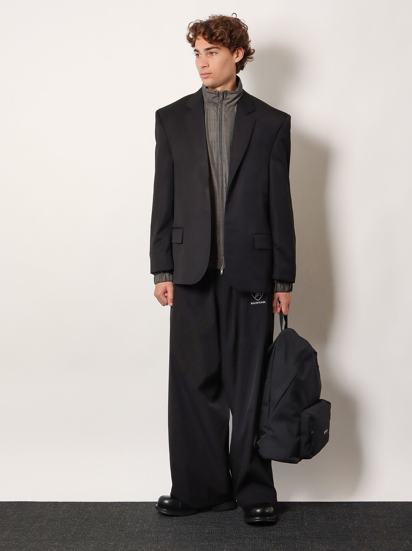 Wool blazer with modal insert