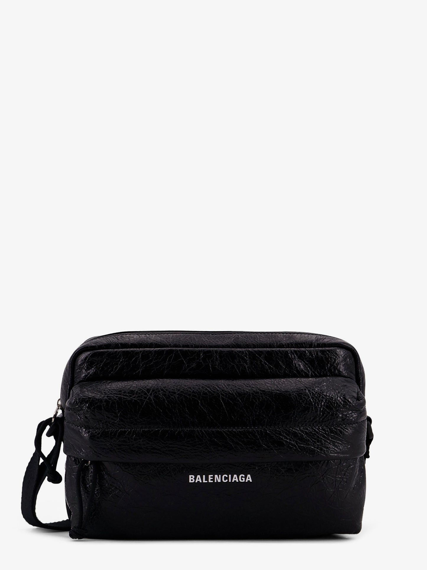 Leather crossbody bag with logo on the front