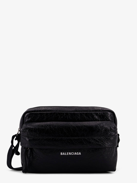 Leather crossbody bag with logo on the front