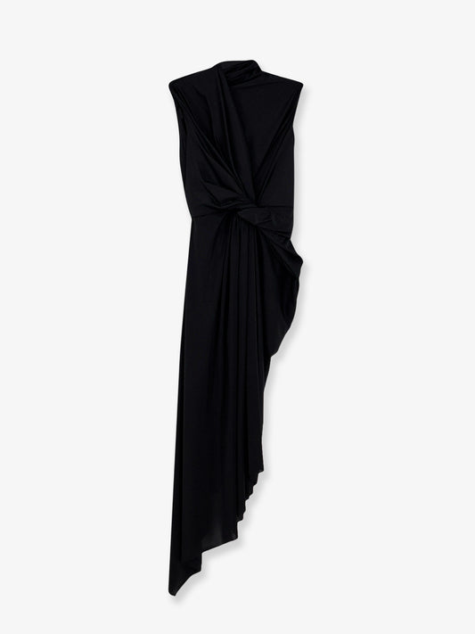 Stretch fabric long asymmetrical dress