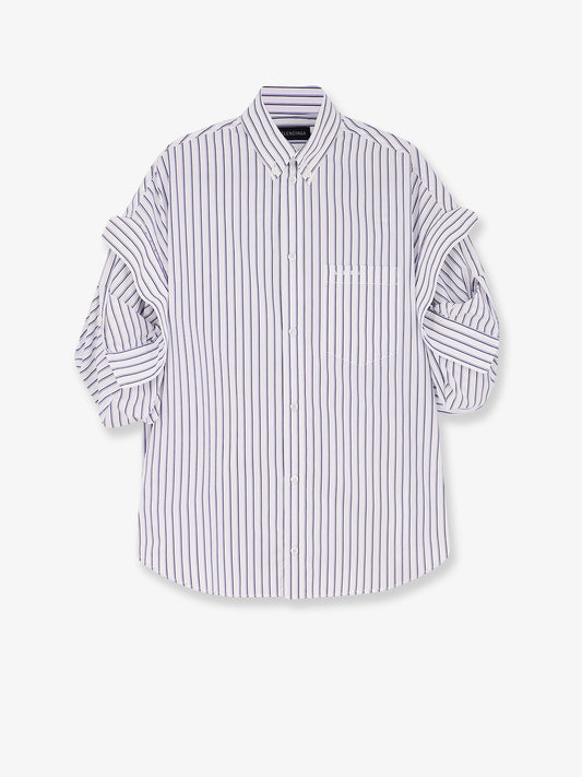 Tucked Sleeve striped cotton shirt