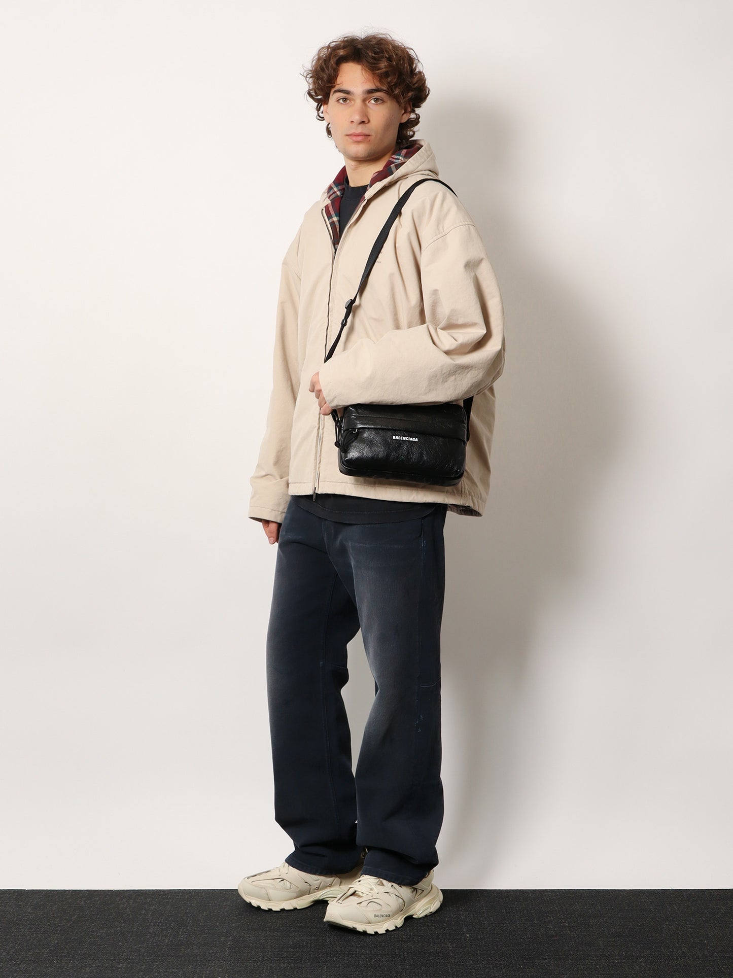 Cotton blend jacket with embroidered logo on the front