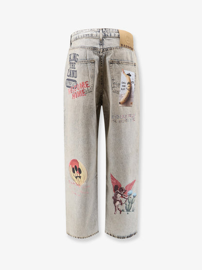 Cotton jeans with all-over print thumbnail