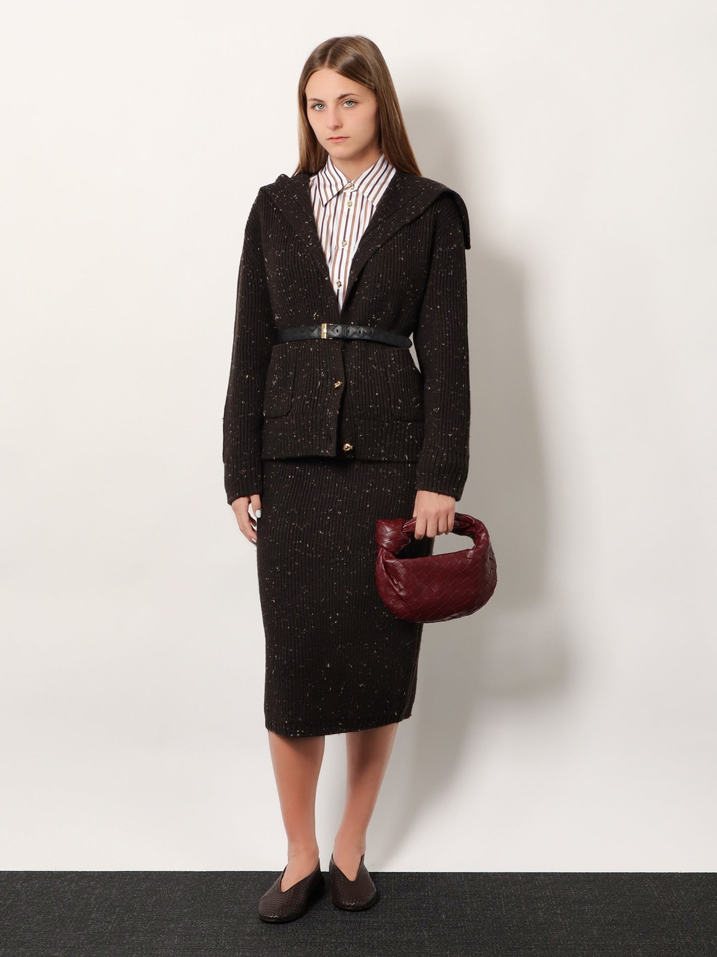 Mini Jodie leather handbag with Intrecciato motif