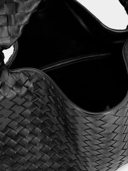 Hop Hobo Leather Shoulder Bag with Intreccio Pattern thumbnail