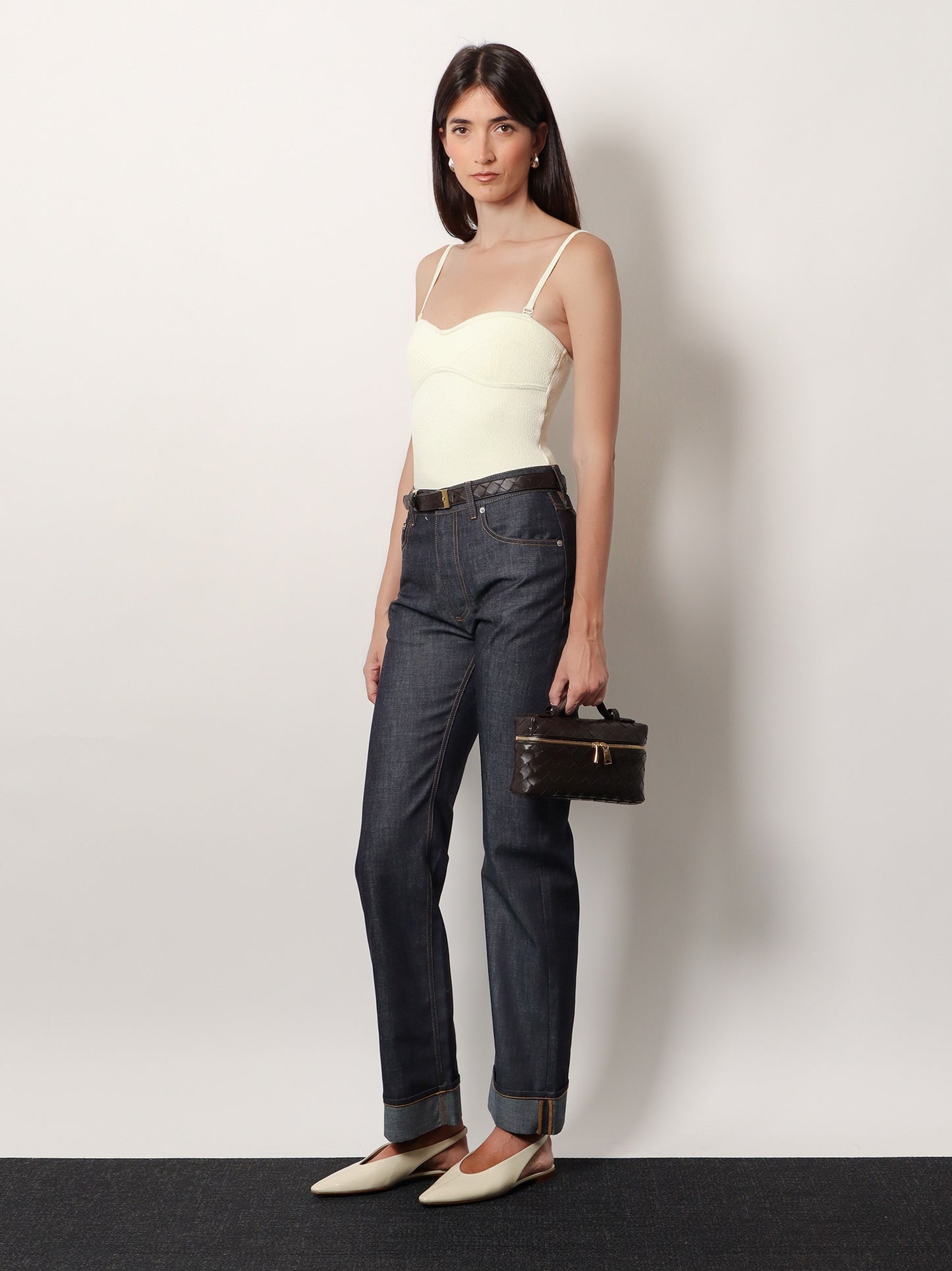 Bang Bang Leather crossbody bag with Intrecciato motif