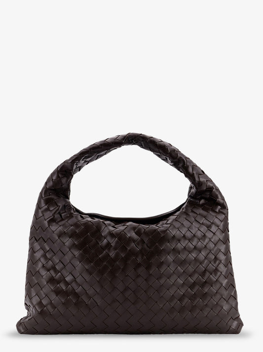 Hop leather shoulder bag with woven effect