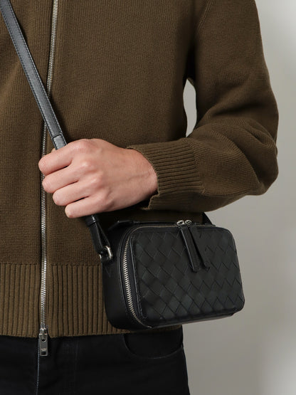Leather clutch bag with Intrecciato motif thumbnail