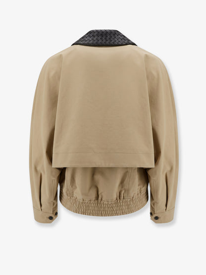 Cotton Jacket with Intrecciato leather collar thumbnail
