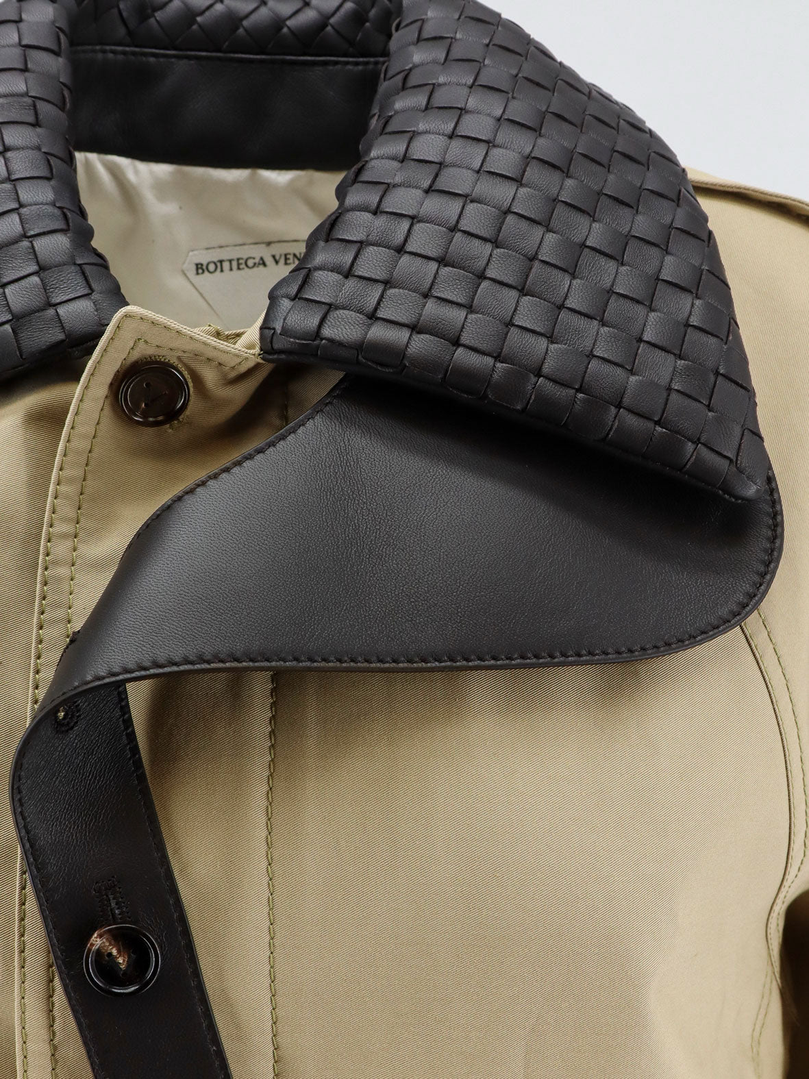 Cotton Jacket with Intrecciato leather collar