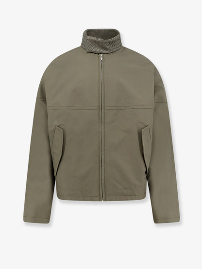 Cotton jacket with Intrecciato leather detail thumbnail