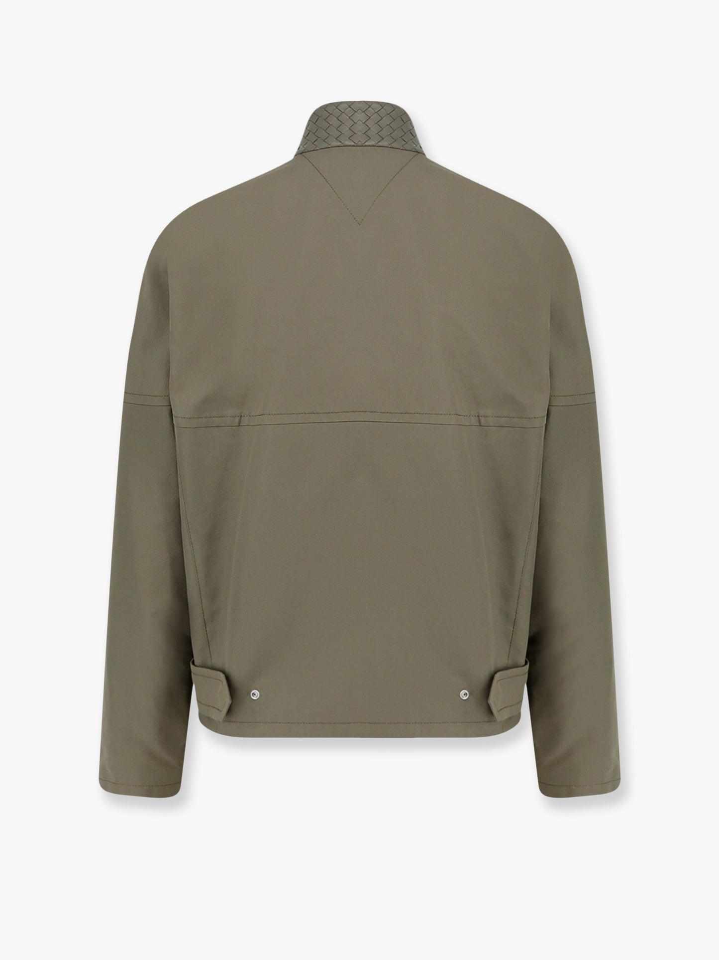Cotton jacket with Intrecciato leather detail