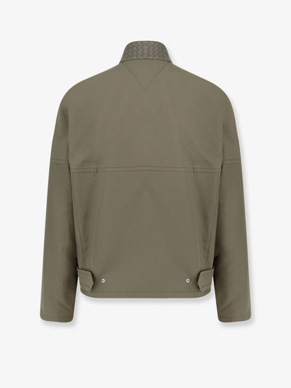 Cotton jacket with Intrecciato leather detail thumbnail