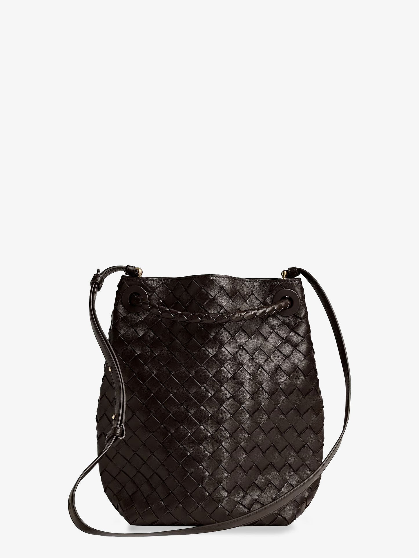 Andiamo Bucket leather crossbody bag with Intrecciato Pattern