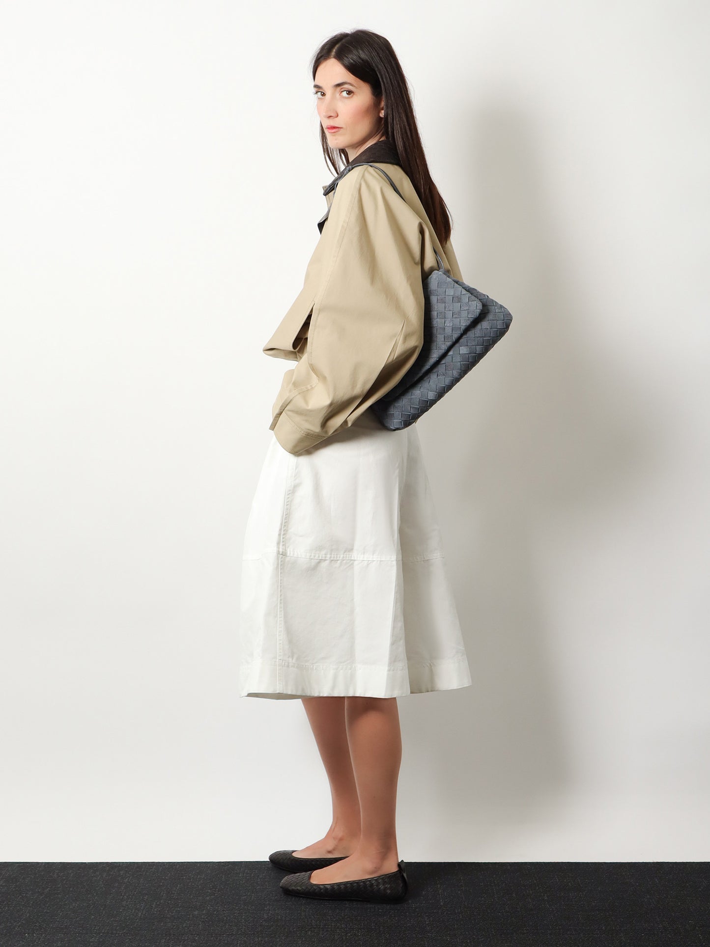 Giorno suede shoulder bag with Intrecciato motif