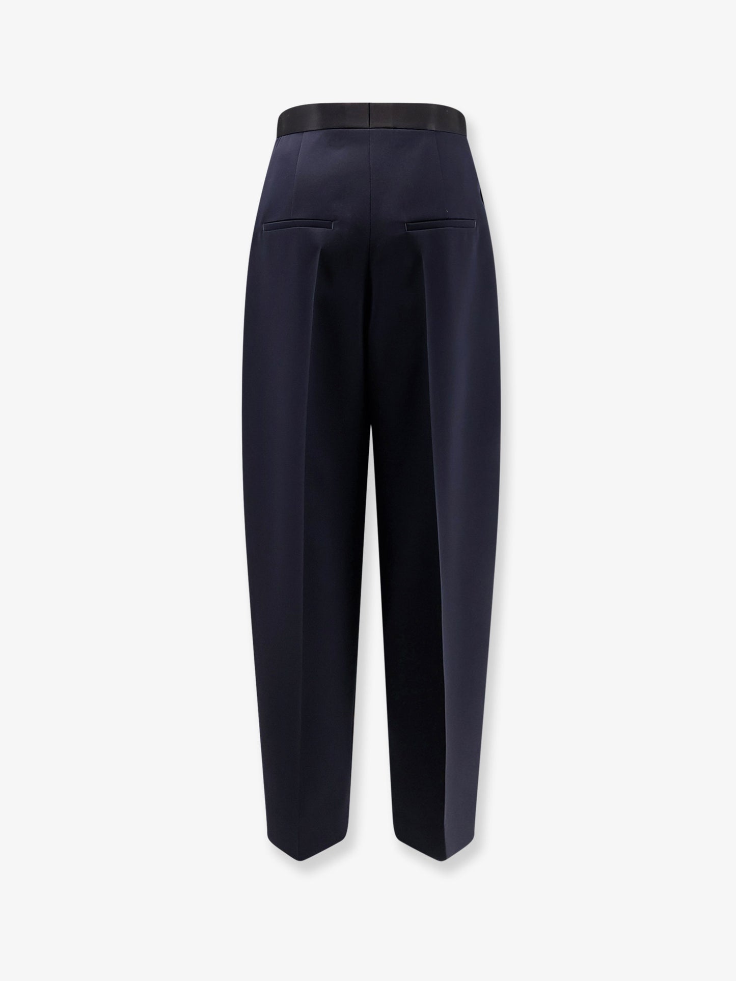 Wool trousers with satin waistband