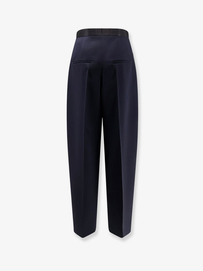 Wool trousers with satin waistband thumbnail