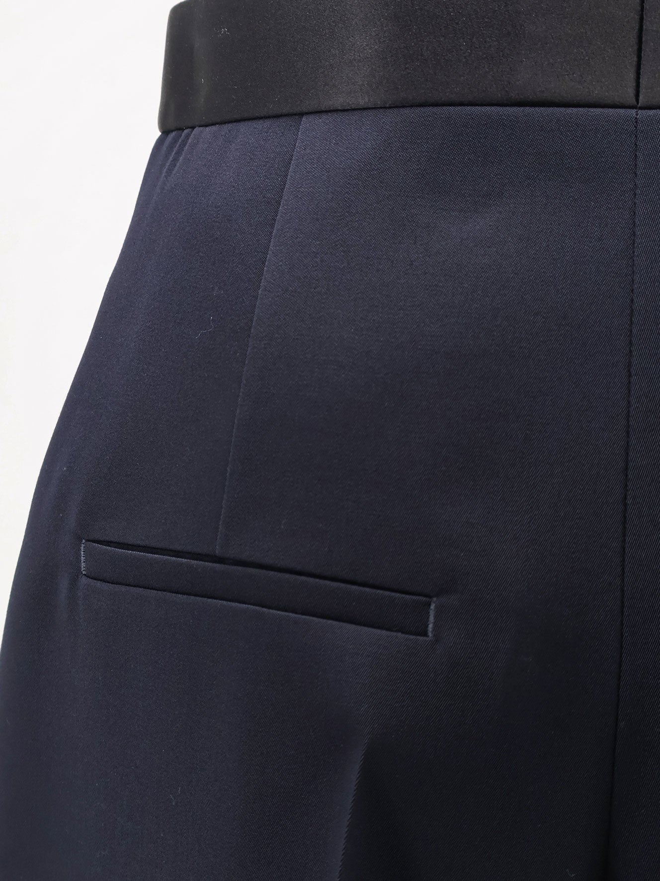 Wool trousers with satin waistband