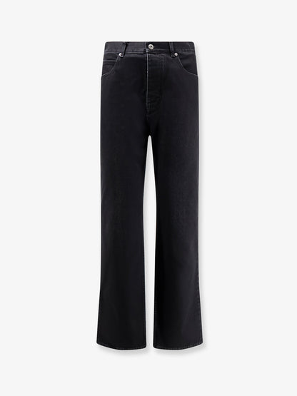 Black denim trousers with back leather patch thumbnail